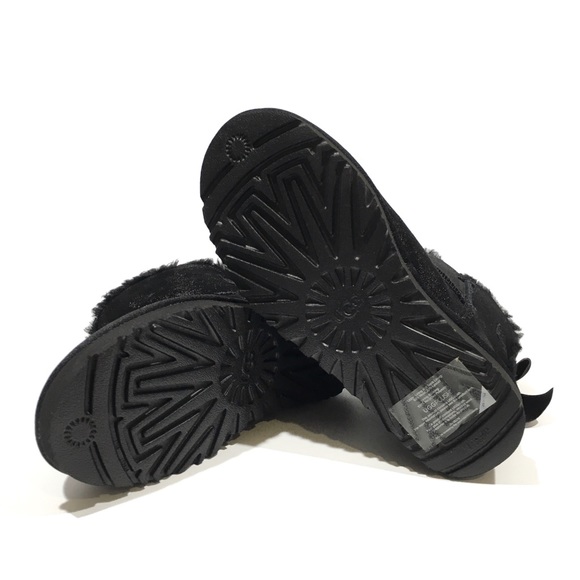 UGG MINI BAILEY BOW GLIMMER BOOTS -BLACK METALLIC SUEDE -WOMEN’S US 7 -NEW - Picture 8 of 8